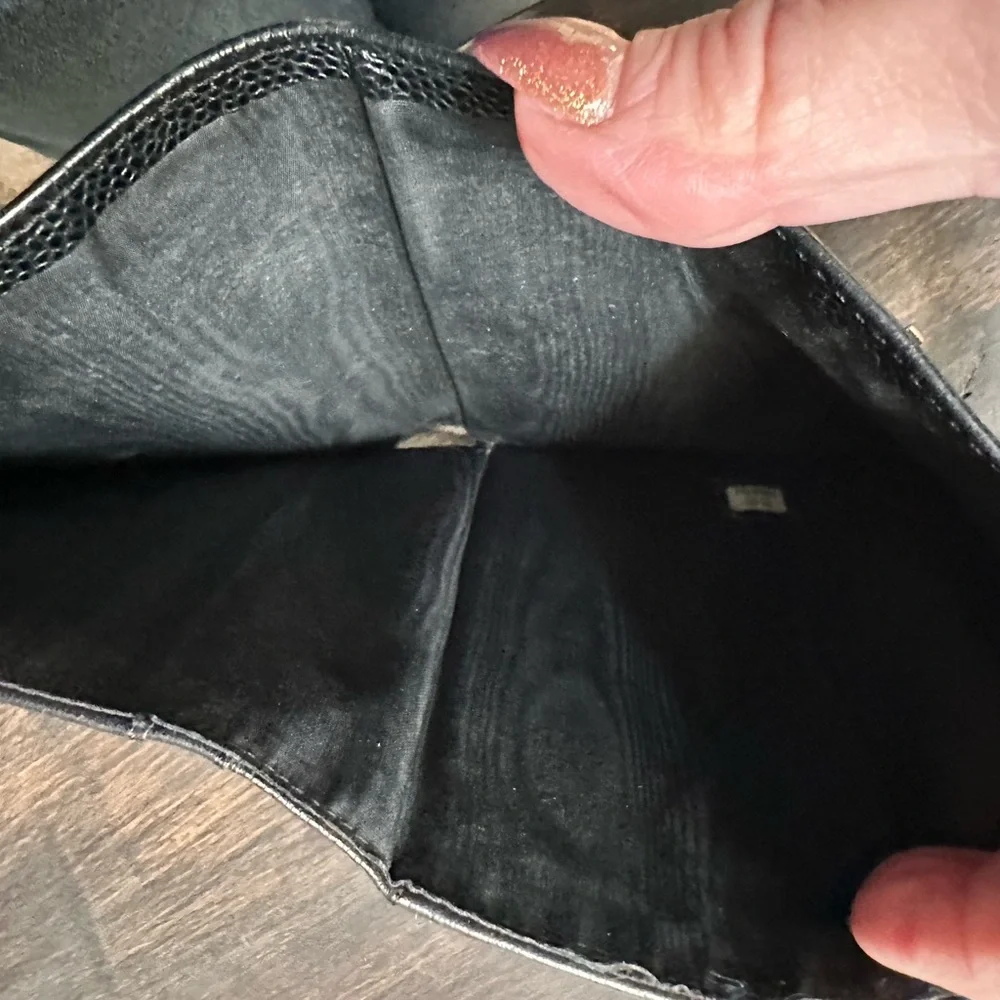 CHANEL Black Textured Leather Wallet